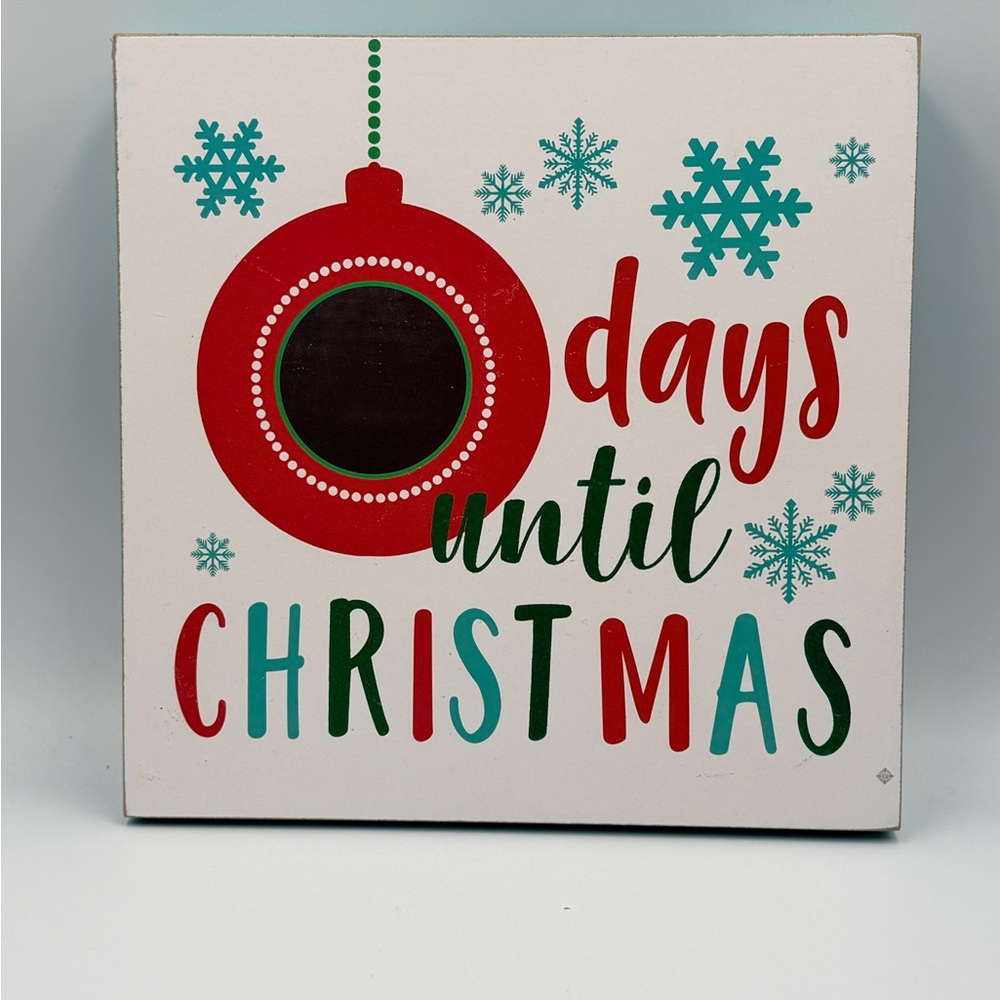 Holiday Countdown Sign with Red and Green Ornament